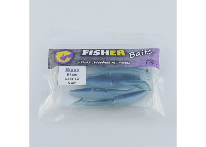 Виброхвост FISHER BAITS Biggy 91мм цвет 12 (уп. 5шт)