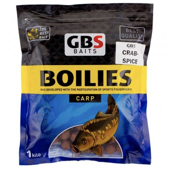 Бойлы растворимые GBS Baits 24мм 1кг Crab-Spice Краб-специи