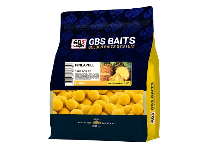 Бойлы растворимые GBS Baits 24мм 1кг Ананас