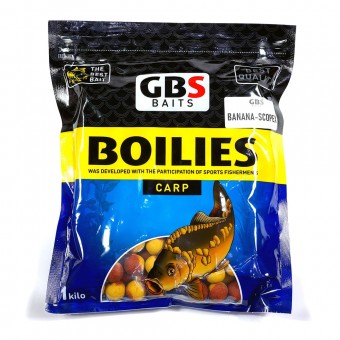 Бойлы GBS Baits 20мм 1кг Banana-Scopex Банан-Скопекс