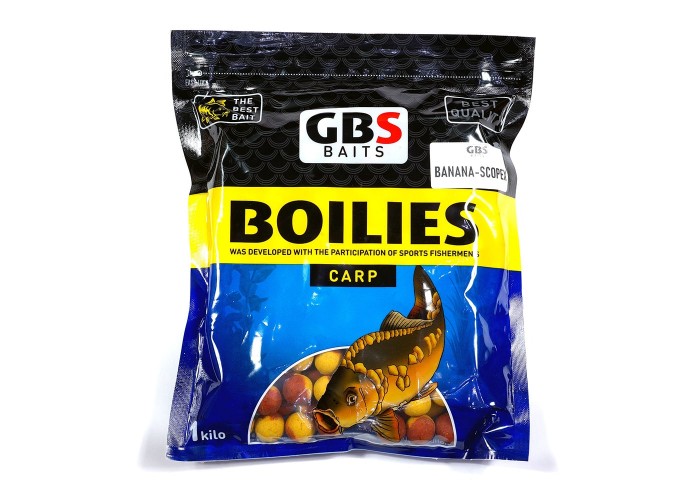 Бойлы GBS Baits 20мм 1кг Banana-Scopex Банан-Скопекс