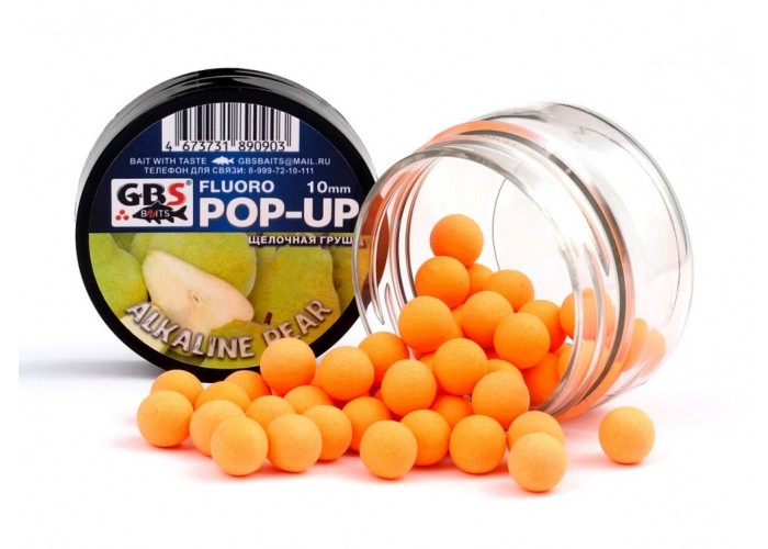 Бойлы GBS Baits Pop-up плавающие 8мм 40гр (уп. 6 шт) Alkaline Pear Щелочная груша