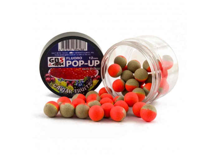Бойлы GBS Baits Pop-up плавающие 12мм 40гр (уп. 6 шт) Икра-фрукты