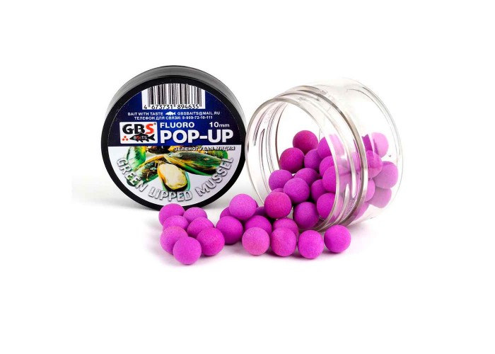 Бойлы GBS Baits Pop-up плавающие 10мм 40гр (уп. 6 шт) Зеленогубая мидия