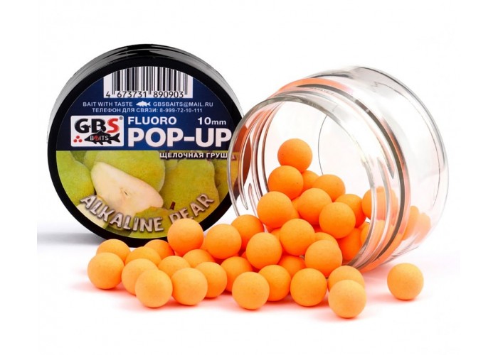 Бойлы GBS Baits Pop-up плавающие 12мм 40гр (уп. 6 шт) Alkaline Pear Щелочная груша