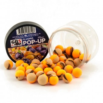 Бойлы GBS Baits Pop-up плавающие 12мм 40гр (уп. 6 шт) Слива-ракушки