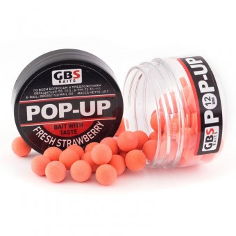 Бойлы GBS Baits Pop-up плавающие 8мм 40гр (уп. 6 шт) Клубника