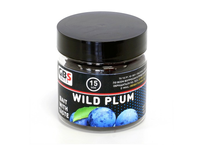 Бойлы GBS Baits тонущие насадочные 15мм 100гр Wild Plum Дикая Слива (5шт в упак)