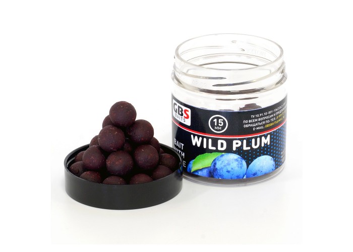 Бойлы GBS Baits тонущие насадочные 15мм 100гр Wild Plum Дикая Слива (5шт в упак)