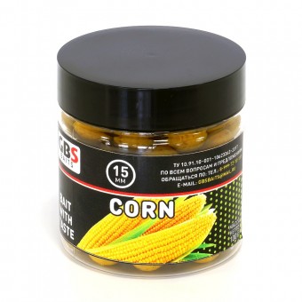 Бойлы GBS Baits тонущие насадочные 15мм 100гр Corn Кукуруза (5шт в упак)