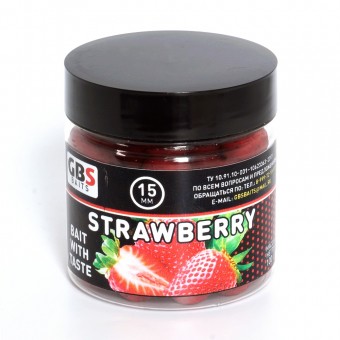 Бойлы GBS Baits тонущие насадочные 15мм 100гр Strawberry Клубника