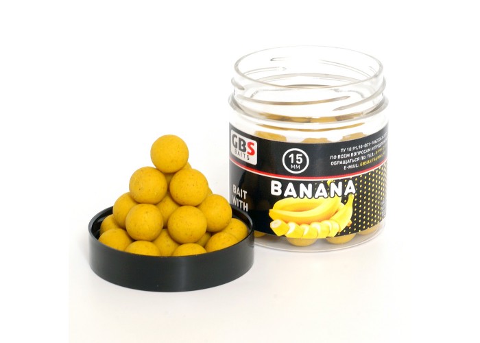 Бойлы GBS Baits тонущие насадочные 15мм 100гр Banana Банан (5шт в упак)
