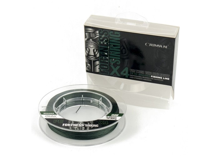 Шнур Caiman Fortness sinking 4PE 0,25 мм 150 м Dark Green 215522