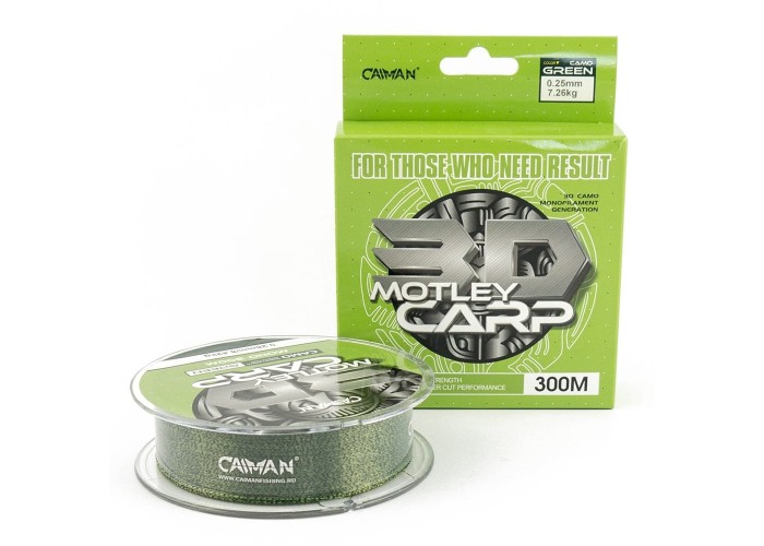 Леска Caiman Motley Carp 300м 3D Camo Green 0,25 мм (6шт в упак)