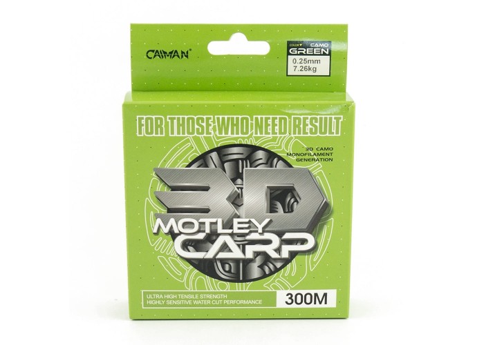 Леска Caiman Motley Carp 300м 3D Camo Green 0,25 мм (6шт в упак)