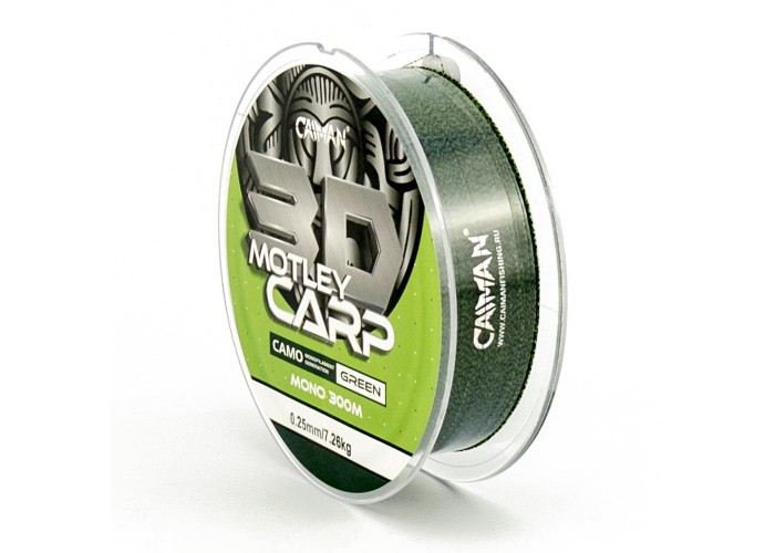 Леска Caiman Motley Carp 300м 3D Camo Green 0,25 мм (6шт в упак)
