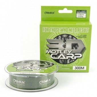 Леска Caiman Motley Carp 300м 3D Camo Green 0,28 мм (6шт в упак)