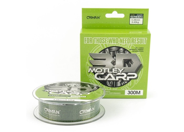 Леска Caiman Motley Carp 300м 3D Camo Green 0,28 мм (6шт в упак)