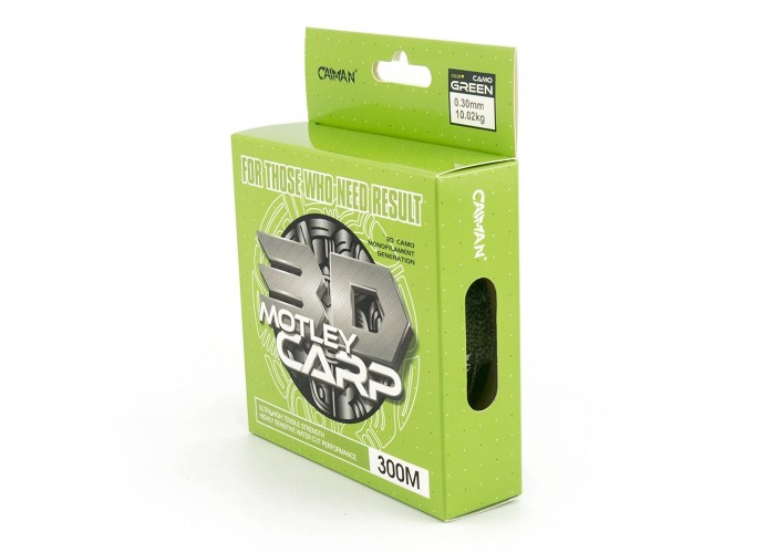Леска Caiman Motley Carp 300м 3D Camo Green 0,30 мм (6шт в упак)