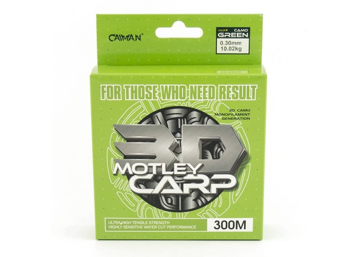 Леска Caiman Motley Carp 300м 3D Camo Green 0,30 мм (6шт в упак)