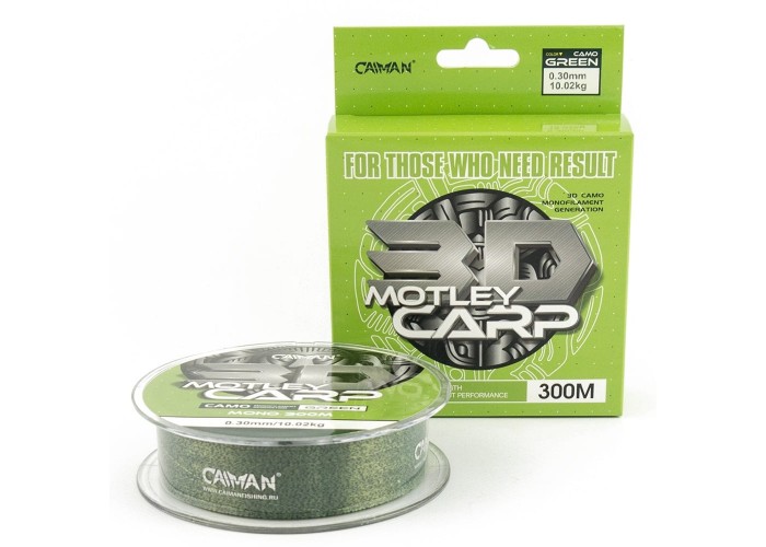 Леска Caiman Motley Carp 300м 3D Camo Green 0,30 мм (6шт в упак)