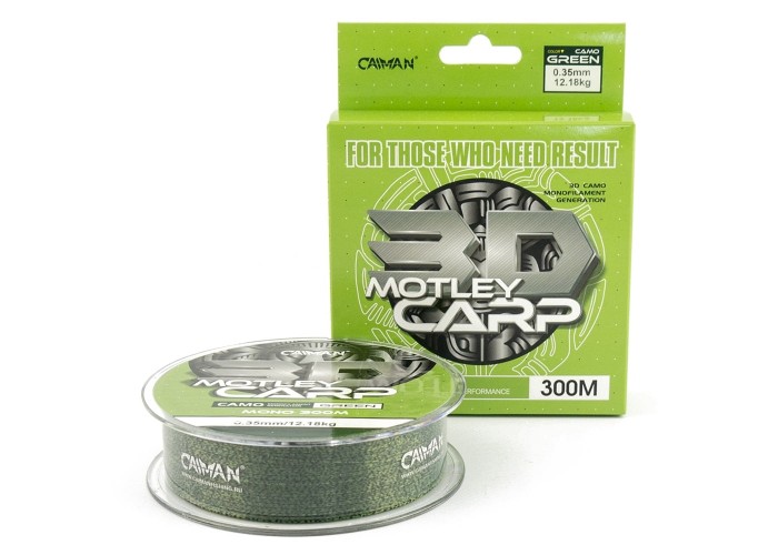 Леска Caiman Motley Carp 300м 3D Camo Green 0,35 мм (6шт в упак)