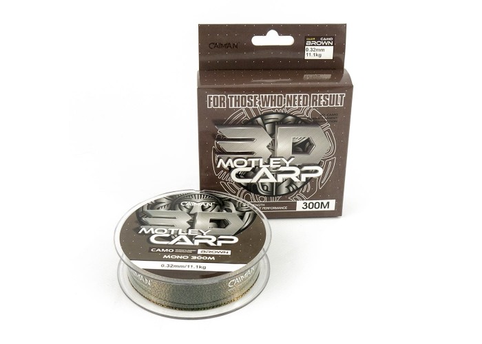 Леска Caiman Motley Carp 300м 3D Camo Brown 0,32 мм (6шт в упак)
