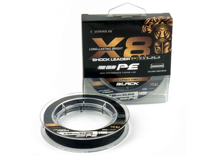 Шнур Caiman Shock Leader Carp восьмижильный (Black) 140 м 0,28