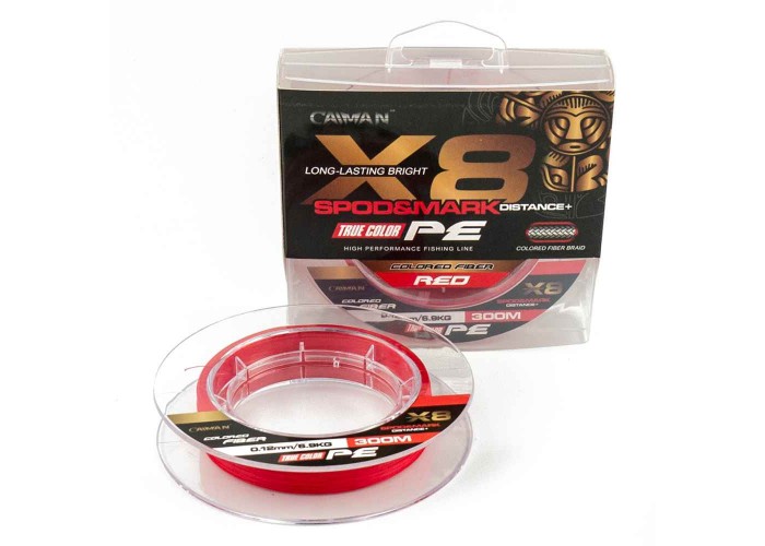 Шнур Caiman Spod&Mark Distance+ 300м восьмижильный 0,12мм красный