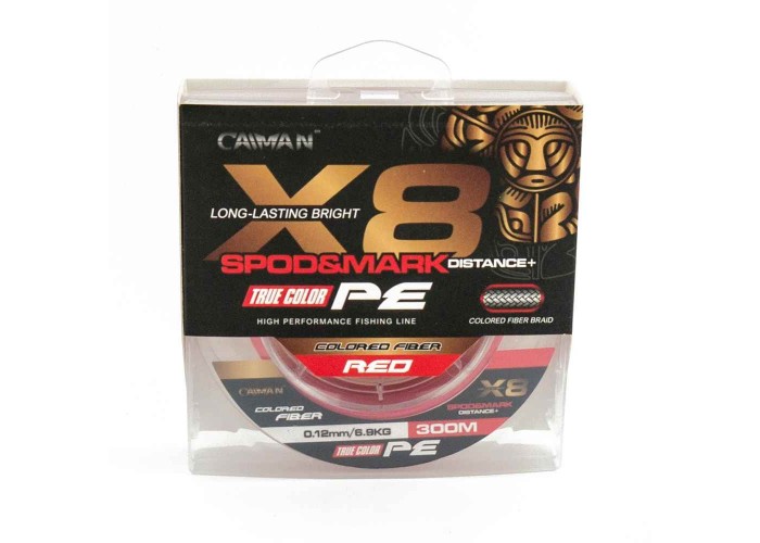 Шнур Caiman Spod&Mark Distance+ 300м восьмижильный 0,12мм красный