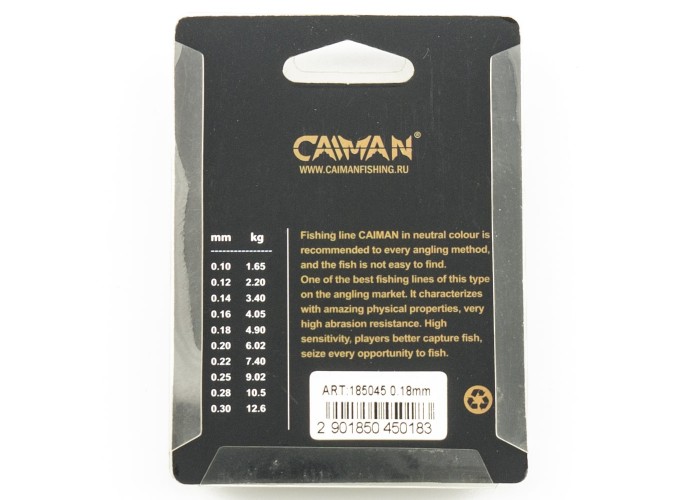 Леска Caiman Toray White 30м 0,18мм #1.2