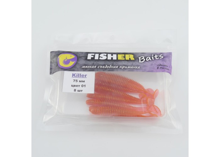 Виброхвост FISHER BAITS Killer 75мм цвет 01 (уп. 8шт)