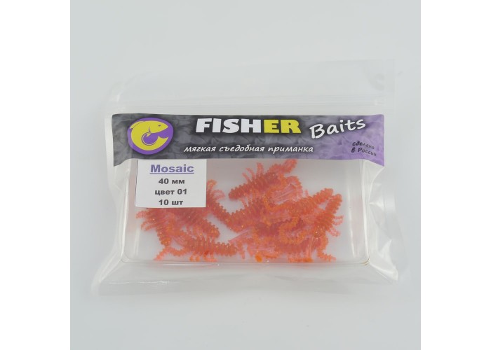 Виброхвост FISHER BAITS Mosaic 40мм цвет 01 (уп. 10шт)