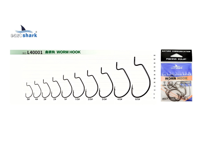 Крючок офсетный EastShark Worm Hook №6/0 (уп.4 шт)