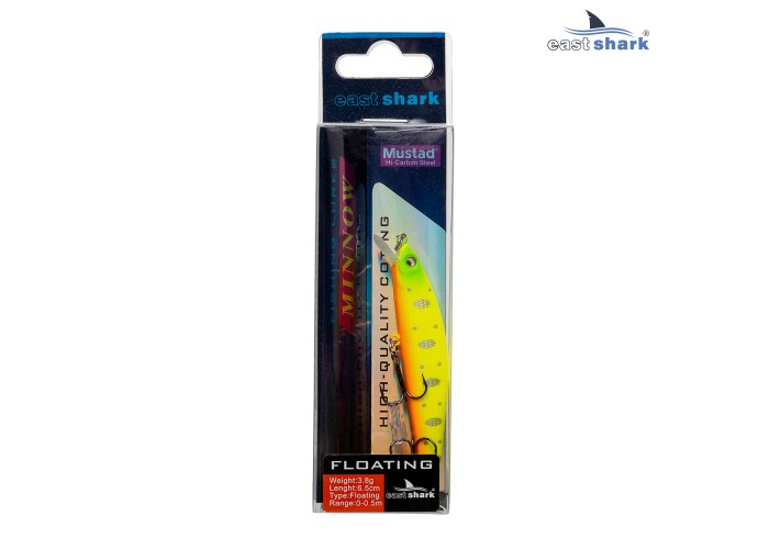 Воблер EastShark M-Small 6.5см. 3.8г. 0-0.5m Floating col.#004