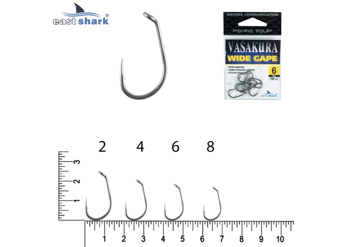 Крючки тефлон NEW EastShark Vasakura WIDE GAPE № 2