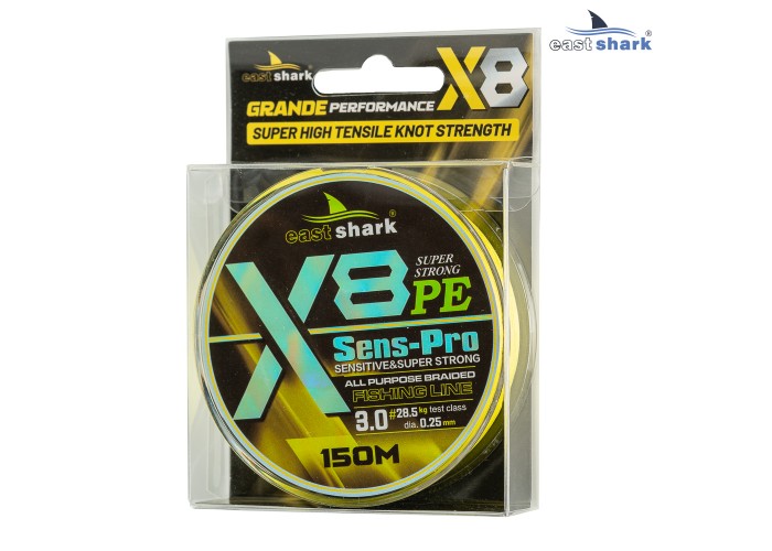 Шнур EastShark Sens-Pro X8 (150м) 0,16мм #1.0 желтый 