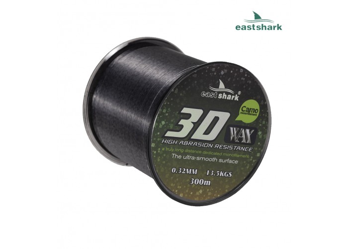 Леска EastShark 3D CAMO WAX 300м 0,40 мм серая
