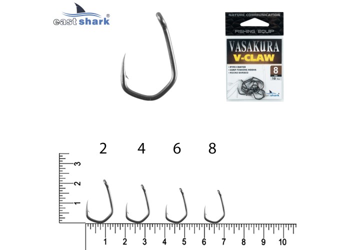 Крючки тефлон NEW EastShark Vasakura V-CLAW № 4