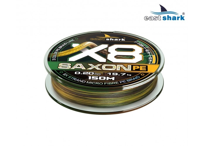 Шнур EastShark Saxon PE X8 150м 0,10 мм #0,4 3color