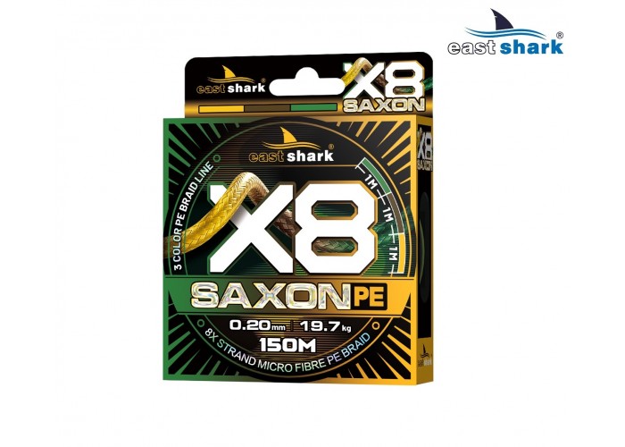 Шнур EastShark Saxon PE X8 150м 0,10 мм #0,4 3color
