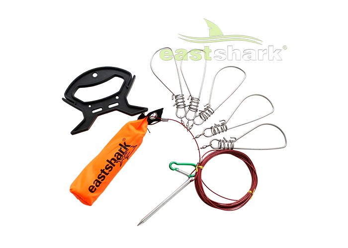 Кукан, 5 карабинов, металлический тросик и поплавок