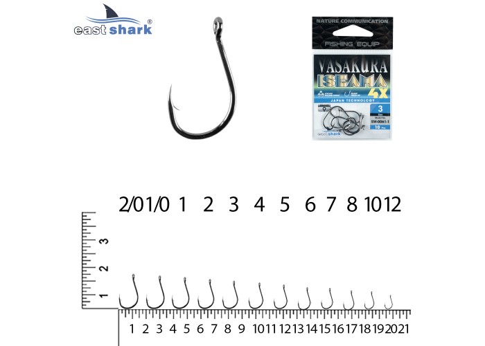 Крючки NEW EastShark Vasakura 4X-ISEAMA № 10 BL