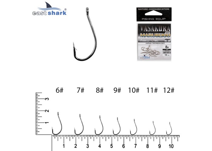 Крючки NEW EastShark Vasakura Maruseigo бел.№ 9 (уп/10 шт)