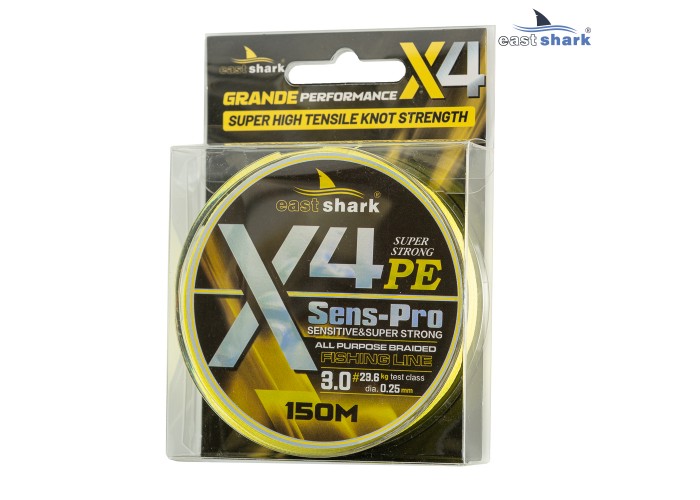 Шнур EastShark Sens-Pro X4 150м 0,25мм #3.0 желтый