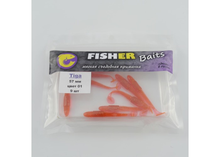 Виброхвост FISHER BAITS Tiga 57мм цвет 01 (уп. 9шт)