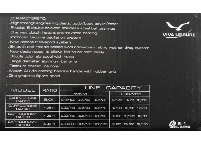 Катушка Viva Carpodrome Baitrunner CA 630 (5+1ВВ)