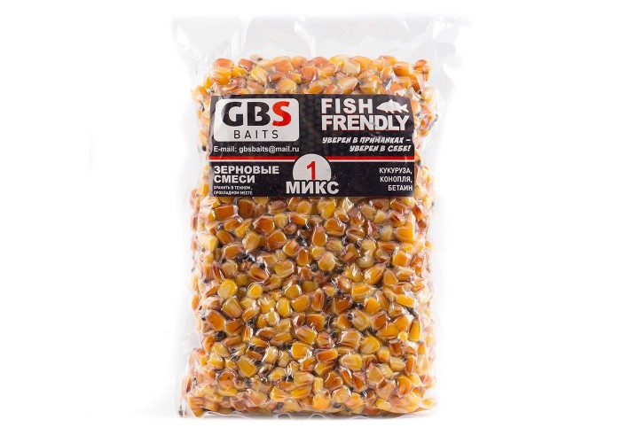 Зерновая смесь GBS № 1 Фасовка 1 кг (Кукуруза,конопля) (10 шт. в упак)