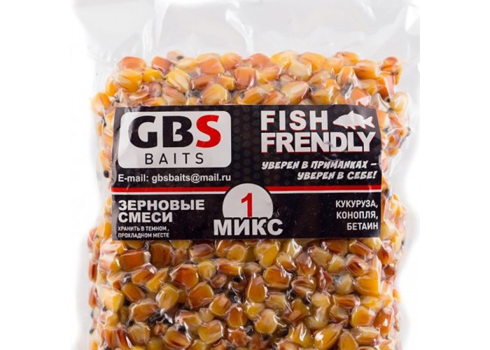 Зерновая смесь GBS № 1 Фасовка 1 кг (Кукуруза,конопля) (10 шт. в упак)