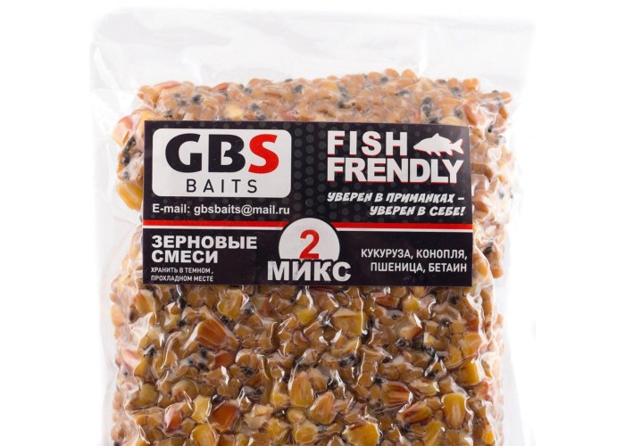 Зерновая смесь GBS №2 Фасовка 2 кг (Кукуруза, конопля, пшеница) (5шт. в упак)